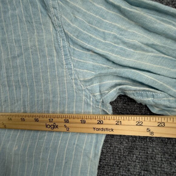 Tommy Bahama Relax All Linen Small Button Up Shirt Men Long Sleeve Blue Striped - Picture 5 of 16